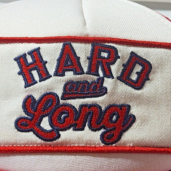 Hard and Long Adult Baseball Cap Red White Trucker Hat Spirit Halloween Snapback - Picture 2 of 5